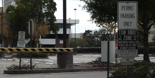 Empty Parking Lot And Tow Away Zone