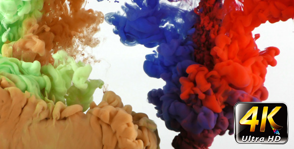 Colorful Paint Ink Drops Splash in Underwater 7