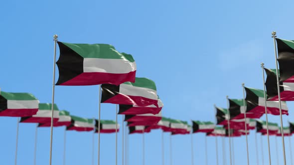 Kuwait Row Of Flags 3D Animation