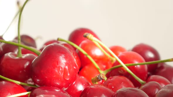 Fresh red and healthy Prunus cerasus pile  fruit and food background 4K 3840X2160 UltraHD video - Sl