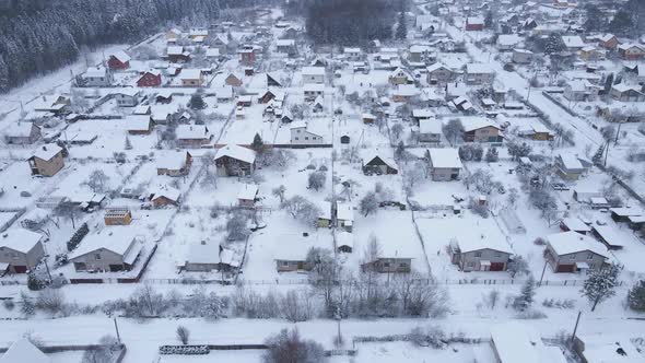 Establishing Shot of Snowy Village