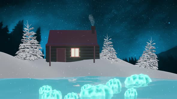 Chilled Snowy Winter Log Cabin: Lofi Animation