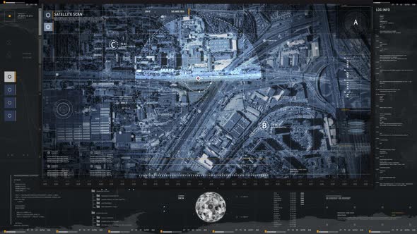 Innovative Spy Satellite Surveillance Software Interface Scans City Road Area alt
