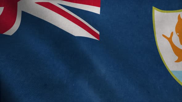 Anguilla Flag  Realistic Waving Fabric Flag