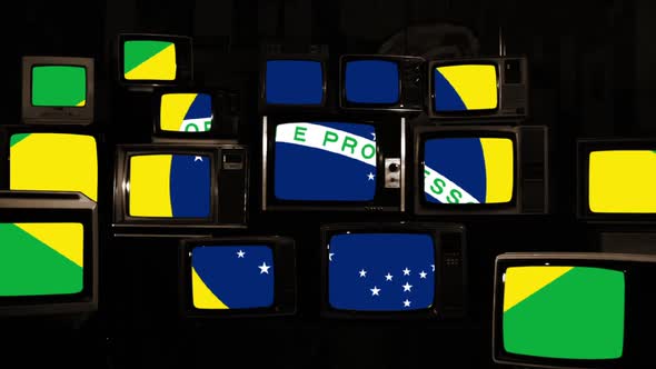 Flag of Brazil and Retro TVs.