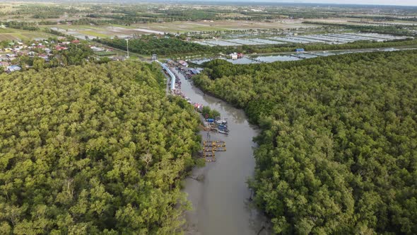 Aerial view fishing jetty