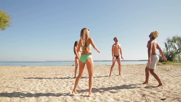 Beach Volleyball on the Seashore.