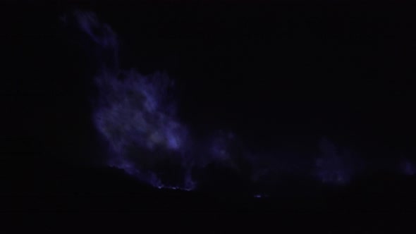 Blue Sulfur Fire of Mount Kawah Ijen Volcano