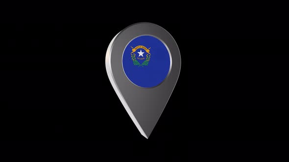 3d Animation Map Navigation Pointer With Nevada Flag With Alpha Channel - 4K