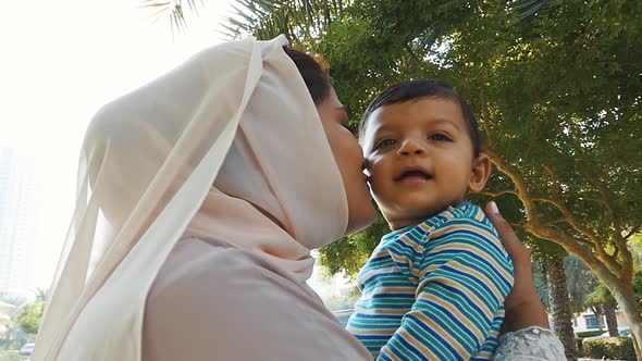 Mother and son at the park