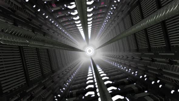 3D Sci-Fi Abstract Spaceship Corridor V32