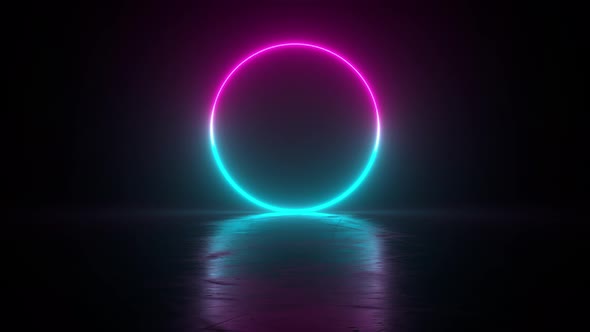 Circle blue pink neon light