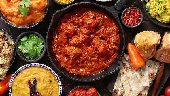 Various Indian Dishes on a Table