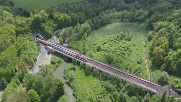 Train Between Tunnels