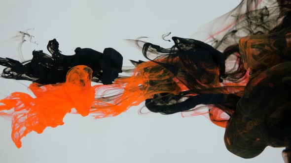 Mixing of Black and Red Colors on a White Background alt