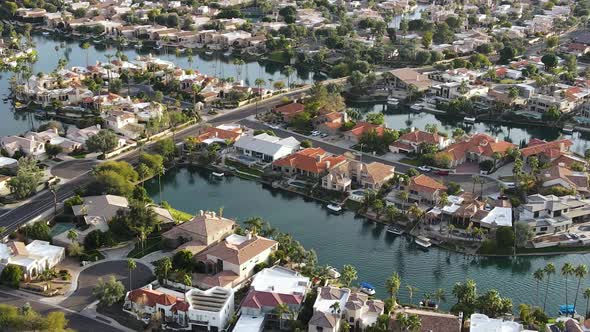 Residential Urban Streets and Houses in Scottsdale, Arizona - Aerial