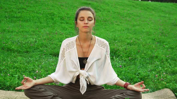 Girl Is Doing the Main Pose of Yoga