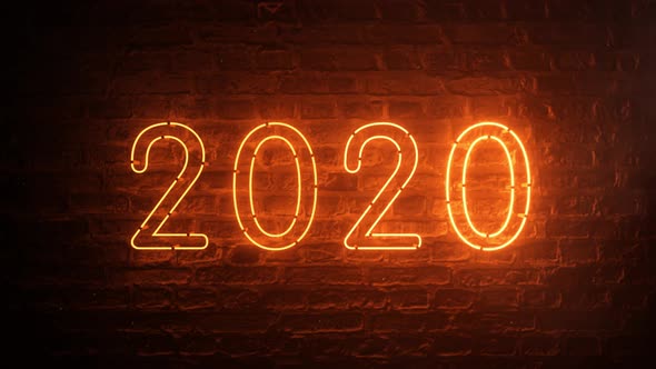 2020 Fire Orange Neon Sign Background