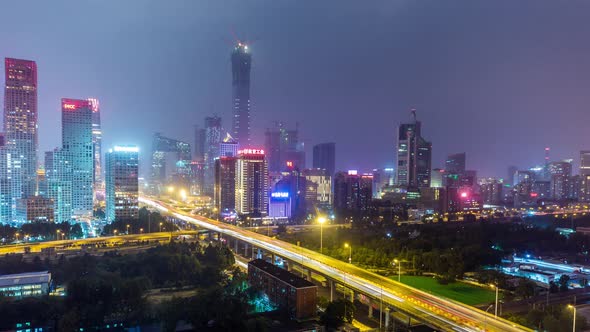 Time lapse of Jianwai SOHO,the CBD skyline in Beijing,China