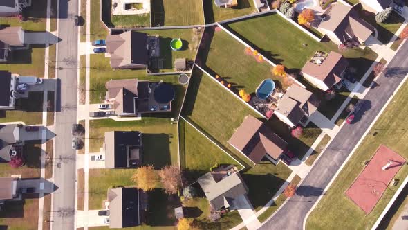 Top View Of Residential Area Of Brownstown Charter Township In Wayne County, Michigan USA On A Sunny