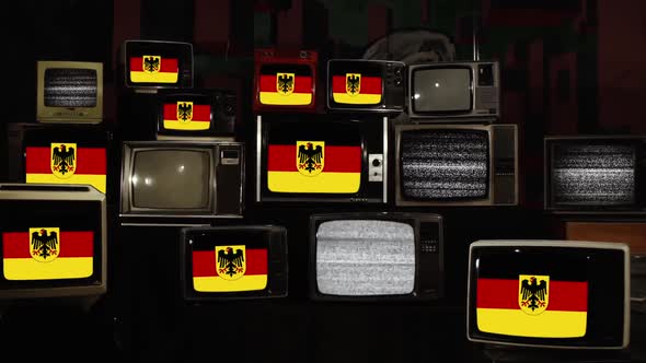 Variant flag of Federal Republic of Germany and Retro TVs.