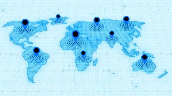 Cyan Color GPS Location Tracking Animated