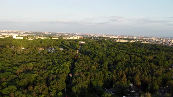 Cable car attraction aerial view, Kharkiv city