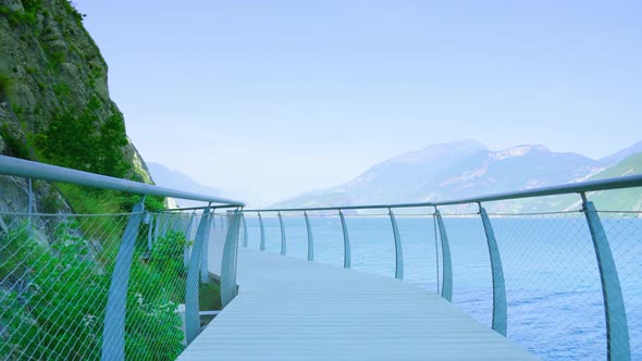 Beautiful Panorama of Lake Garda Between the Mountains