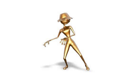 3D Gold Woman Dance  Looped on White