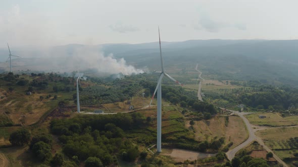 Aerial view of a modern windfarm in Palermiti, Calabria, Italy.