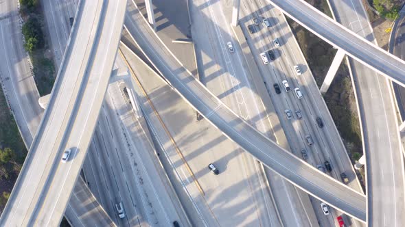 The Intersecting freeway road overpass. Top view.