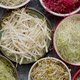 Top View of Various Kinds Microgreens Sprouts in Colorful Bowls - VideoHive Item for Sale