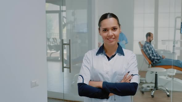 Portrait of Caucasian Stomatologist in Uniform