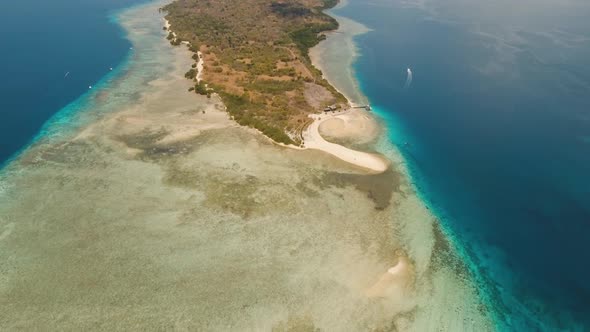 Aerial View Beautiful Beach Tropical Island Menjangan