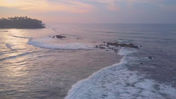 Tropical on Ocean Coast in Morning Panoramic View