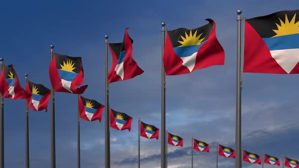 The Antigua And Barbuda Flags Waving In The Wind  - 4K