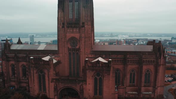 Aerial View of the Liverpool Cathedral or Cathedral Church of Christ