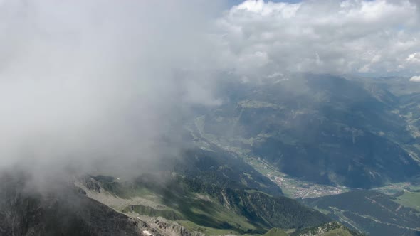 Aerial view of Alps near Zillertal in Austria.