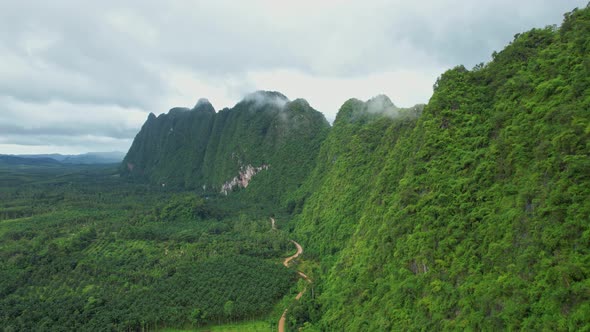 Drone fly over beautiful mountains (Heaven's Gate of Chumphon)