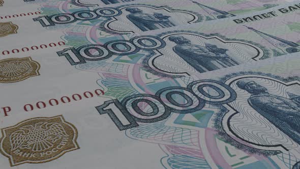 1000 rubles bills background.