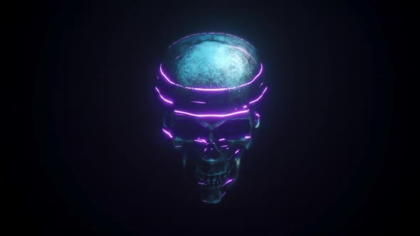 Neon Synthwave Skull VJ Loop