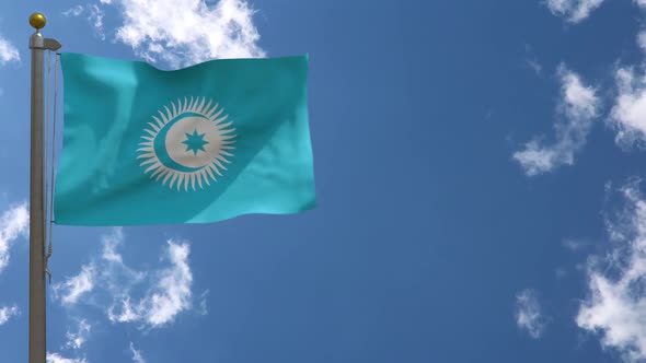 Turkic Council Flag On Flagpole