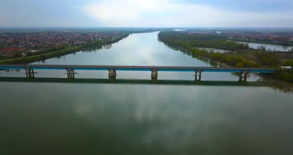 Modern Bridge Over the Longest River in Italy