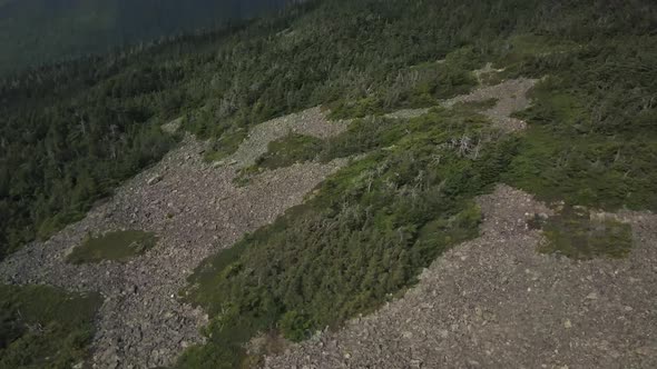 Aerial footage of White Cap Mountain situated within the watershed of the Pleasant River located in