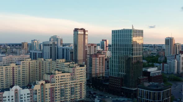 Aerial View of the Building at Sunset