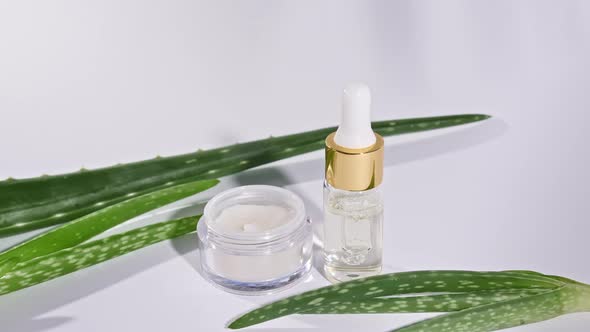 Dropper Glass Bottle with Natural Cosmetic Oil Aloe Vera