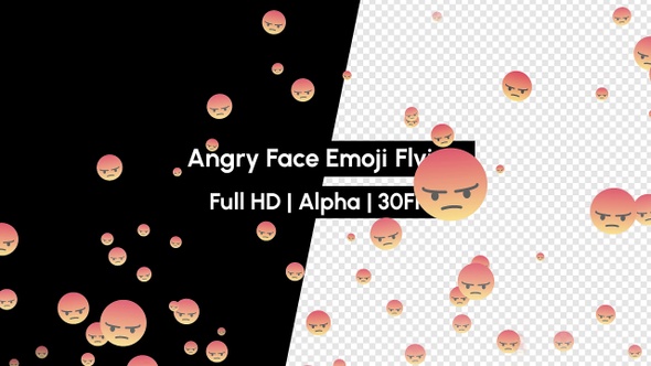 Angry Face React Emoji Flying with Alpha