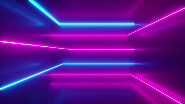 Abstract Background, Moving Neon Rays