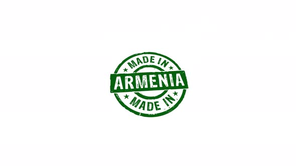 Made in Armenia stamp and stamping isolated animation