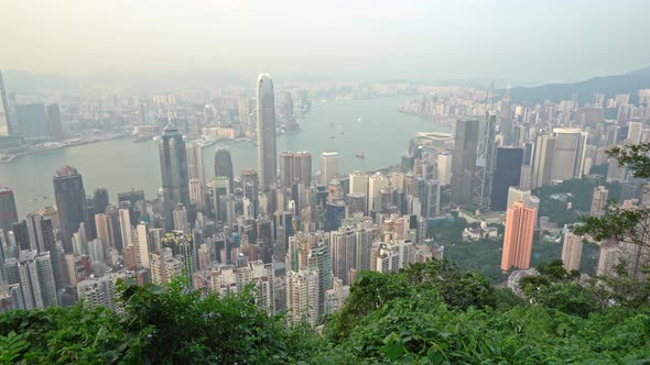 Beautiful building and architecture around Hong kong city skyline